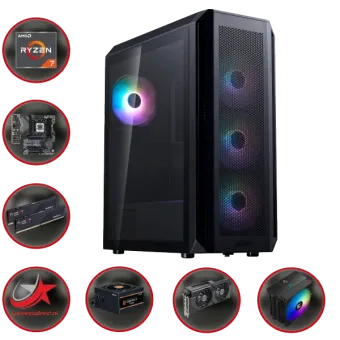 GAME PC VALOR RGB AMD A9351: AMD Ryzen 7 7700 AMD RX 7700XT 12GB