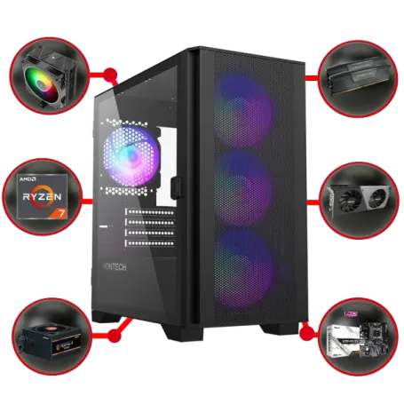 ZenFire PRO Game PC: 1000GB NVMe SSD | 32GB DDR5 | AMD Ryzen 7 7700 (8 Cores) | 120mm Tower Cooler | Nvidia RTX 4070 SUPER 12GB GDDR6 | 650W Voeding | Windows 11 (am7890)