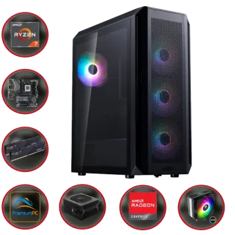 GAME PC VALOR RGB AMD A7777: AMD Ryzen 7 7700 AMD RX 7700XT 12GB