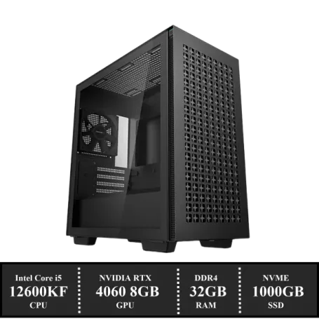 Game PC: 1000GB NVMe SSD | 32GB DDR4 | Intel Core i5 12600KF (10 Cores) | 120mm Tower Cooler | Nvidia RTX 4060 8GB GDDR6 | 650W Voeding | Windows 11 (W1201))