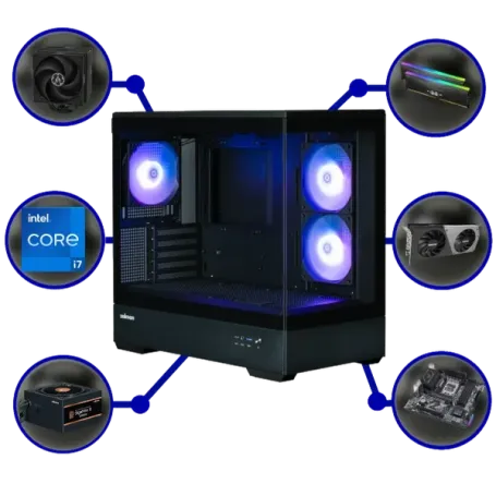 Game PC INTEL: 1000GB NVMe SSD | 32GB DDR4 | Intel Core i7 12700KF (12 Cores) | 120mm Tower Cooler | Nvidia RTX 4070 SUPER 12GB GDDR6 | 750W Voeding | Windows 11 (im8711)