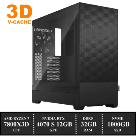 ZenPower POP Game PC: 1000GB NVMe SSD | 32GB DDR5 | AMD Ryzen 7 7800X3D (8 Cores) | 120mm Dual Tower Cooler | Nvidia RTX 4070 SUPER 12GB GDDR6 | 850W Voeding | Windows 11 (A8745)