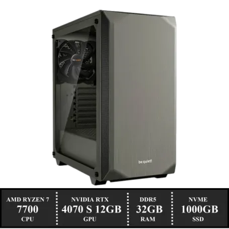 Game PC: 1000GB NVMe SSD | 32GB DDR5 | AMD Ryzen 7 7700 (8 Cores) |  Dual 120mm Tower Cooler | Nvidia RTX 4070 SUPER 12GB | 750W Voeding | Windows 11 (w7502)