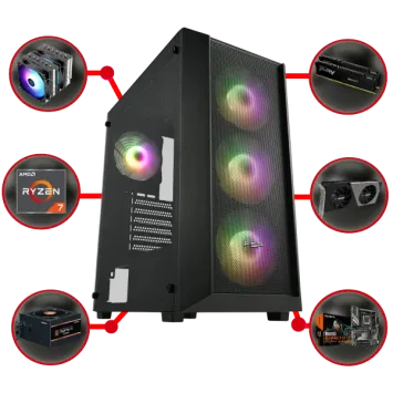 ZENFIRE EXPERT A7891 Game PC: 1000GB NVMe SSD | 32GB DDR5 | AMD Ryzen 7 7700 (8 Cores) | 120mm Tower Cooler | Nvidia RTX 4070Ti SUPER 16GB GDDR6 | 850W Voeding | Windows 11 (a7891)