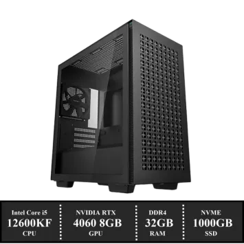 Game PC: 1000GB NVMe SSD | 32GB DDR4 | Intel Core i5 12600KF (10 Cores) | 120mm Tower Cooler | Nvidia RTX 4060 8GB GDDR6 | 650W Voeding | Windows 11 (W1201))