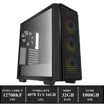 CorePower Game PC: 1000GB NVMe SSD | 32GB DDR5 | Intel Core i7 12700KF (12 Cores) | 120mm Dual Tower Cooler | Nvidia RTX 4070Ti SUPER 16GB GDDR6 | 850W Voeding | Windows 11 (i7885)