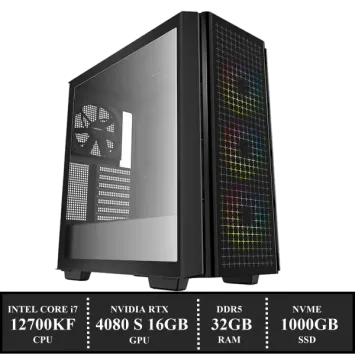 CorePower Game PC: 1000GB NVMe SSD | 32GB DDR5 | Intel Core i7 12700KF (12 Cores) | 120mm Dual Tower Cooler | Nvidia RTX 4080 SUPER 16GB GDDR6 | 850W Voeding | Windows 11 (w7886)