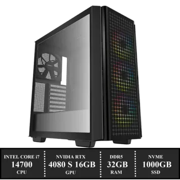 Game PC: 1000GB NVMe SSD | 32GB DDR5 | Intel Core i7 14700 (20 Cores) | 120mm Dual Tower Cooler | Nvidia RTX 4080 SUPER 16GB GDDR6 | 850W Voeding | Windows 11 (i7894)