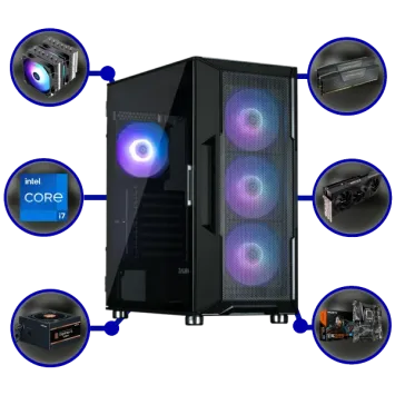 Game PC: 1000GB NVMe SSD | 32GB DDR5 | Intel Core i7 14700 (20 Cores) | 120mm Dual Tower Cooler | Nvidia RTX 4080 SUPER 16GB GDDR6 | 850W Voeding | Windows 11 (i7894)