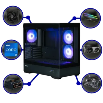 Game PC INTEL: 1000GB NVMe SSD | 32GB DDR4 | Intel Core i7 12700KF (12 Cores) | 120mm Tower Cooler | Nvidia RTX 4070 SUPER 12GB GDDR6 | 750W Voeding | Windows 11 (im8711)