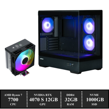 Game PC: 1000GB NVMe SSD | 32GB DDR5 | AMD Ryzen 7 7700 (8 Cores) |  120mm Tower Cooler | Nvidia RTX 4070 SUPER 12GB GDDR6 | 750W Voeding | Windows 11 (W7700DGT)