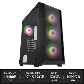 GAME PC FSP INTEL W14400: INTEL Core i5 14400F (10 Cores) | 32GB DDR5 | 1 TB NVMe SSD | RTX 4070 SUPER 12GB | Windows 11