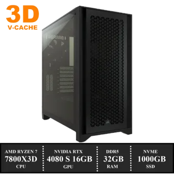 ZenPower 4000D Game PC: 1000GB NVMe SSD | 32GB DDR5 | AMD Ryzen 7 7800X3D (96MB 3D Cache) | 120mm Dual Tower Cooler | Nvidia RTX 4080 SUPER 16GB GDDR6 | 850W Voeding | Windows 11 (A8740)