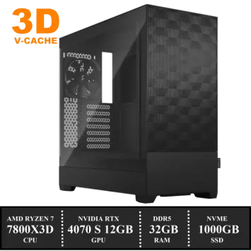 ZenPower POP Game PC: 1000GB NVMe SSD | 32GB DDR5 | AMD Ryzen 7 7800X3D (8 Cores) | 120mm Dual Tower Cooler | Nvidia RTX 4070 SUPER 12GB GDDR6 | 850W Voeding | Windows 11 (A8745)