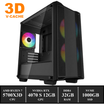 ZenPower Game PC: 1000GB NVMe SSD | 32GB DDR4 | AMD Ryzen 7 5700X3D (8 Cores) | 120mm Tower Koeler | Nvidia RTX 4070 SUPER 12GB GDDR6X | 650W Voeding | Windows 11 (amb5710)