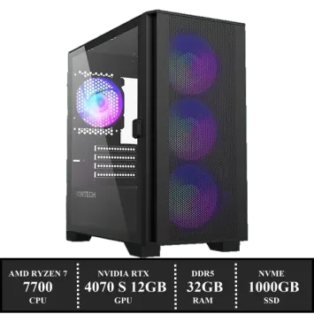 ZenPower Game PC: 1000GB NVMe SSD | 32GB DDR5 | AMD Ryzen 7 7700 (8 Cores) | 120mm Tower Cooler | Nvidia RTX 4070 SUPER 12GB GDDR6 | 650W Voeding | Windows 11 (am7890)