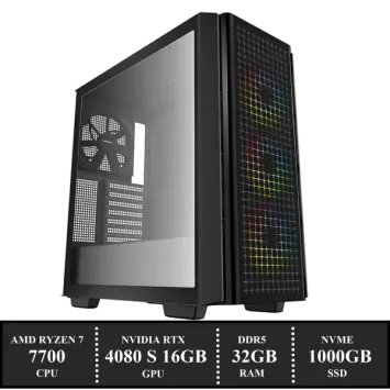 ZenPower Game PC: 1000GB NVMe SSD | 32GB DDR5 | AMD Ryzen 7 7700 (8 Cores) | 120mm Dual Tower Cooler | Nvidia RTX 4080 SUPER 16GB GDDR6 | 850W Voeding | Windows 11 (w7892)