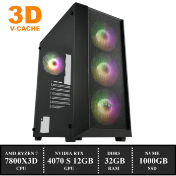 ZenPower Game PC: 1000GB NVMe SSD | 32GB DDR5 | AMD Ryzen 7 7800X3D (8 Cores) | 120mm Tower Cooler | Nvidia RTX 4070 SUPER 12GB GDDR6 | 850W Voeding | Windows 11 (a8522)