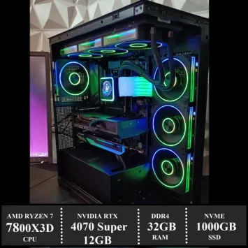 ZenPower Game PC: 1000GB NVMe SSD | 32GB DDR5 | AMD Ryzen 7 7800X3D (8 Cores) | 360mm AIO Cooler | Nvidia RTX 4070 SUPER 12GB GDDR6X | 850W Voeding | Windows 11 (A9220)