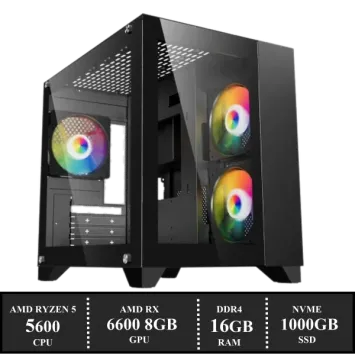 Prebuilt GAME PC Q3 V3 “AMD RYZEN 5 5600 / 16GB DDR4 / 1TB SSD / Radeon RX 6600 8GB / W11” (6687) WINKEL