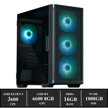 Prebuilt GAME PC M4 “AMD RYZEN 5 3600 / 16GB DDR4 / 1TB SSD / Radeon RX 6600 8GB / W11” (2024) WINKEL