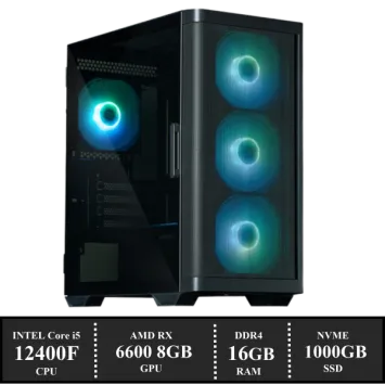 Prebuilt GAME PC M4 “INTEL CORE i5 12400F / 16GB DDR4 / 1TB SSD / Radeon RX 6600 8GB / W11” (6635) WINKEL