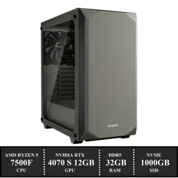 Game PC: 1000GB NVMe SSD | 32GB DDR5 | AMD Ryzen 5 7500F (6 Cores) |  Dual 120mm Tower Cooler | Nvidia RTX 4070 SUPER 12GB | 750W Voeding | Windows 11 (w7501)